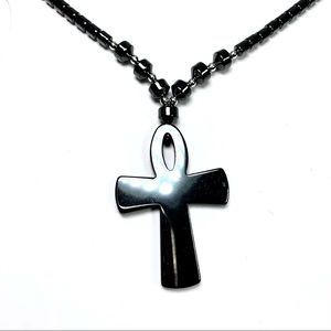 Hematite ankh necklace